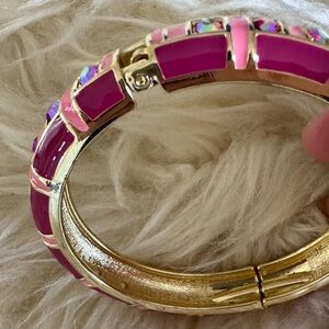 Pink and Gold Jeweled Cuff Bracelet